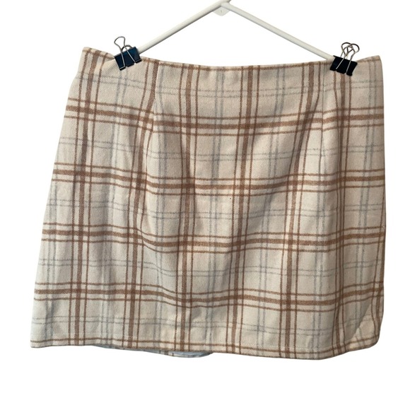 love ellie Dresses & Skirts - Plaid Mini Skirt Cream Tan Textured XXL Office Collegiate Vintage Look Classic